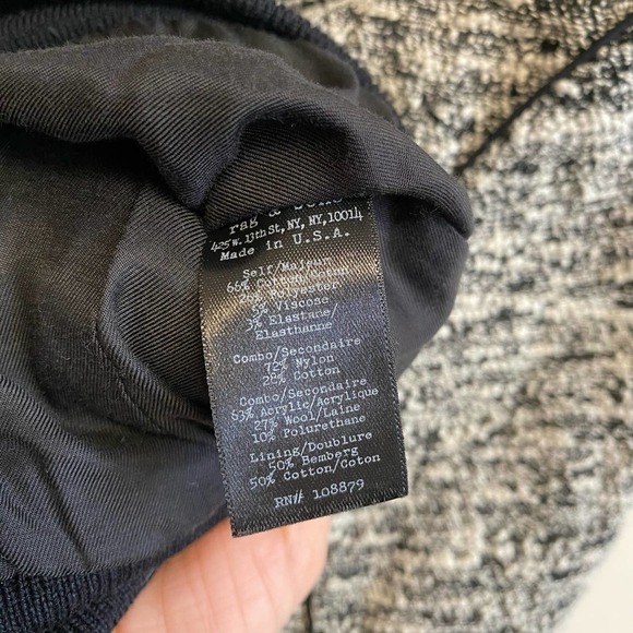 Rag & Bone Aviator Bomber Jacket Black Cream Tweed Size Small - Picture 9 of 9